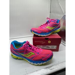 Saucony Guide 8 Neon Pink Blue Yellow Running Athletic Shoes Womens 9.5